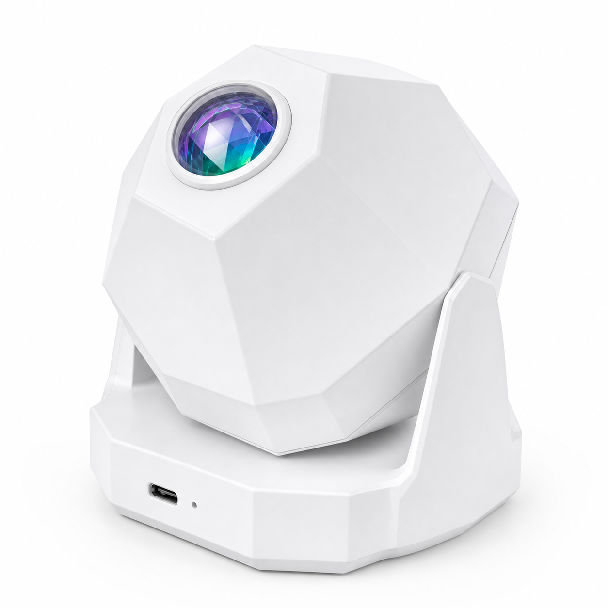 Besisukanti LED projektoriaus lempa baltame fone