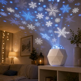 LED projektoriaus lempa su snaigių projekcija